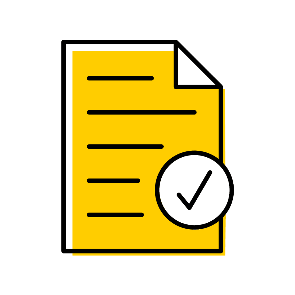 Survey logo, showing a piece of paper with a check mark. 
